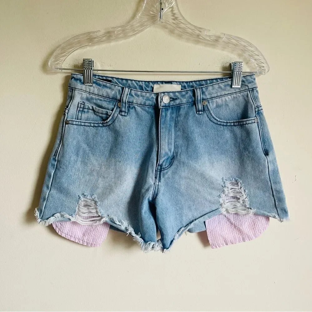 Habitual Kids Girls' Distressed Exposed Pocket Denim Short 16